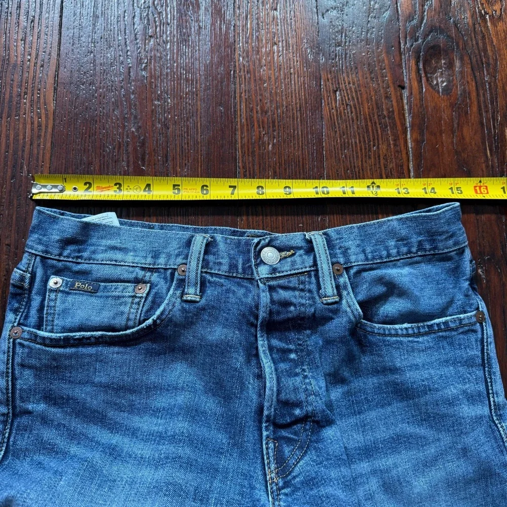 Polo Ralph Lauren Jeans Mens‎ 29x30 Blue Varick Slim Straight Button Fly Faded